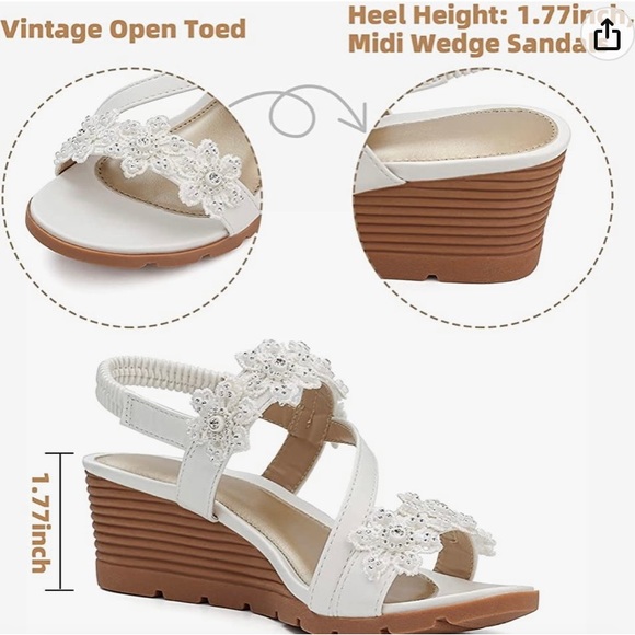 GUC White Wedge Bohemian Sandals - Picture 3 of 7